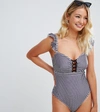 PEEK & BEAU FULLER BUST EXCLUSIVE UNDERWIRED SWIMSUIT DD - G CUP IN GINGHAM-BLACK,PB248