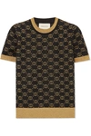 Gucci Metallic Intarsia Wool-blend Sweater In Black