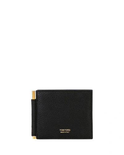 Tom Ford Men's Leather Wallet With Money Clip In Black