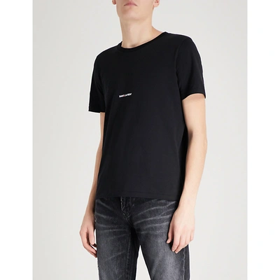 Saint Laurent Logo-print Cotton-jersey T-shirt In Black