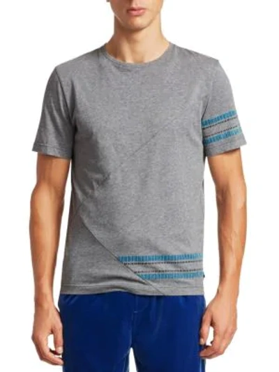 Madison Supply Placement Linear Cotton Tee In Grey Heather
