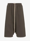 RICK OWENS DRKSHDW RICK OWENS DRKSHDW GREY DROP-CROTCH CROPPED COTTON SHORTS,DU18F7380F13150168