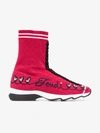 FENDI RED ROCKOKO EMBROIDERED SOCK SNEAKERS,8T6515A3SB12989383