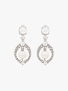 MIU MIU MIU MIU METALLIC SILVER CRYSTAL AND PEARL DROP EARRINGS,5JO0882ARA12982125