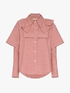 SHUSHU-TONG SHUSHU/TONG DOUBLE SLEEVE AND RUFFLE GINGHAM COTTON SHIRT,AW2018SH01CO001RD10013155484