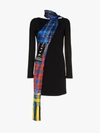 VERSACE VERSACE CHECKED SCARF-DETAIL DRESS,A80826A22748413081370