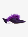 ATTICO ATTICO PURPLE CARA 45 FEATHER EMBELLISHED MOIRÉ MULES,CARAV3PURPLEMOIREPURPLEFEATHE12998350