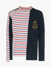 Jw Anderson Striped And Embroidered Jersey T-shirt In Red
