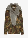 PREEN BY THORNTON BREGAZZI PREEN BY THORNTON BREGAZZI DREE SHEARLING COLLAR CAMOUFLAGE COTTON BLEND JACKET,32512989298