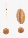 ROSANTICA ROSANTICA BROWN BAMBU ASYMMETRIC WOOD EARRINGS,971EARORWAS13002980