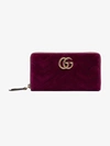 GUCCI GUCCI PURPLE GG MARMONT QUILTED VELVET WALLET,4431239QIDT12889100