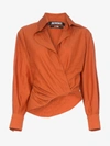 JACQUEMUS JACQUEMUS WRAP ASYMMETRIC LINEN COTTON BLEND BLOUSE,183SH021831976013016594