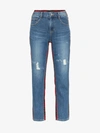 SJYP SJYP DENIM AND TARTAN STRAIGHT-LEG JEANS,PCMS4DP03900006713204103