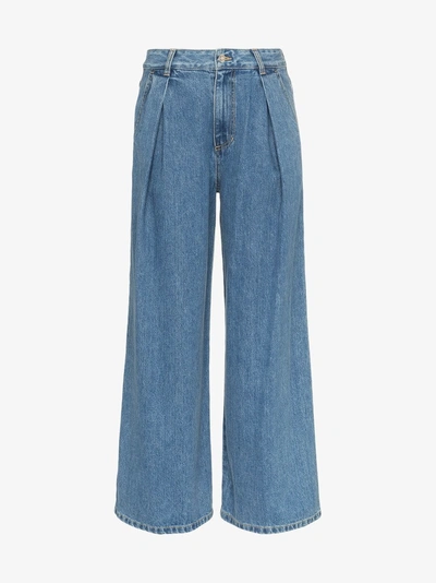 Sjyp High Waisted Wide Leg Jeans In Blue