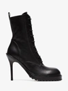 ANN DEMEULEMEESTER ANN DEMEULEMEESTER BLACK 100 LACEUP LEATHER STILETTO BOOTS,18022826P37509912985673