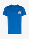 Moncler Logo Patch Cotton T In Blue