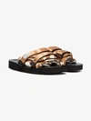 SUICOKE SUICOKE BROWN AND WHITE COW PRINT CALF HAIR AND SHEEP SKIN SANDALS,OG056VHL13155897