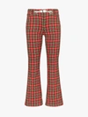 Miaou Plaid Cotton Blend Pants W/ Chain Belt In Red