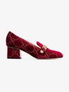 GUCCI GUCCI RED SYLVIE 55 VELVET AND LEATHER PUMPS,5250829TI1013003071