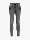 Ben Taverniti Unravel Project Unravel Project Lace Up Skinny Cotton Jeans In Grey