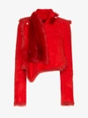 BEN TAVERNITI UNRAVEL PROJECT UNRAVEL PROJECT ASYMMETRIC LEATHER AND FUR-TRIMMED JACKET,UWJA005F18242001190013023714