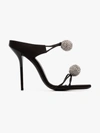 SAINT LAURENT SAINT LAURENT PIERRE 110 SATIN AND LEATHER CRYSTAL BALL SHOES,5292789QN2013378157