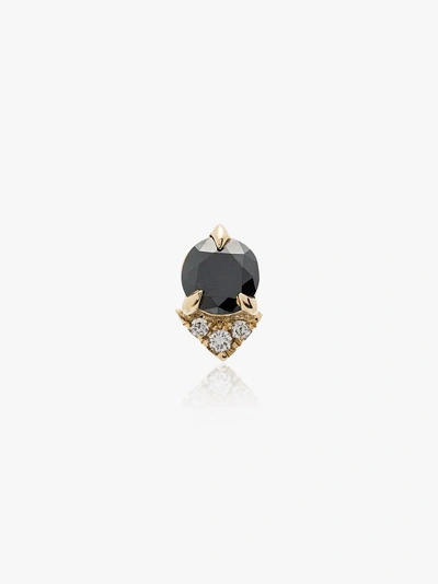 Lizzie Mandler Fine Jewelry Spike Stud Black Diamond And Diamond 18k Yellow Gold Single Earring