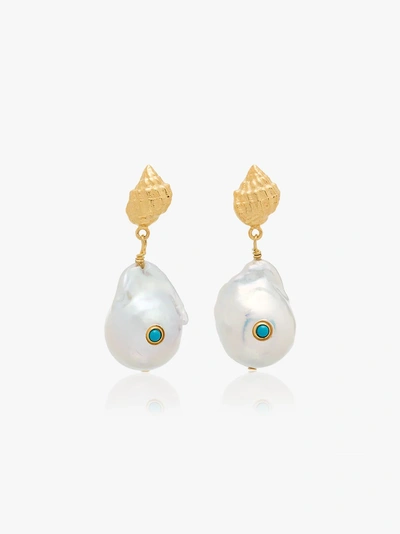 Anni Lu Baroque Shell Drop Earrings In Blue