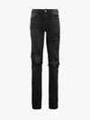 AMIRI AMIRI SLIM-FIT DISTRESSED COTTON AND LEATHER JEANS,MBMX1LTH13155876