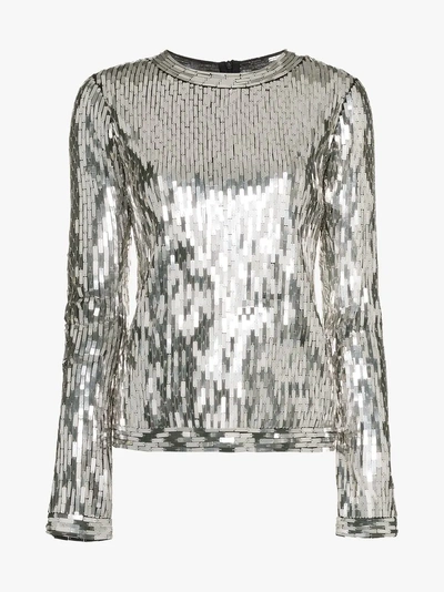 Off-white Sequin Embellished Top In Silver