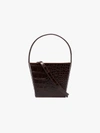 STAUD STAUD DARK BROWN EDIE FAUX CROC BUCKET BAG,129034BFC13071356