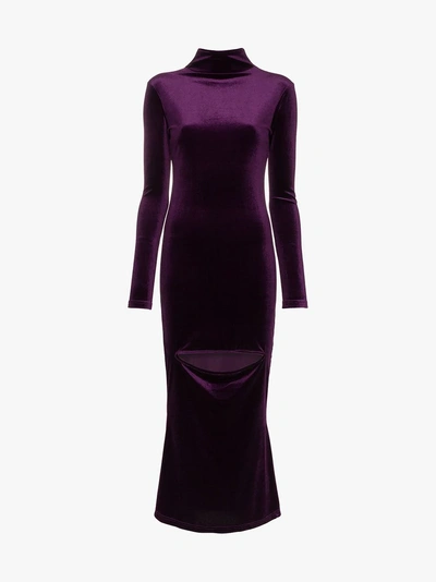 Marta Jakubowski Cut Out Velvet Midi Dress In Purple