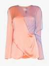 Sies Marjan Bari Draped Satin And Tulle Blouse In Pink