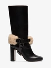 OFF-WHITE OFF-WHITE RIDING XX LEATHER AND SHEARLING BOOTS,OWIA130F18B93016100013164586