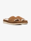 Y/PROJECT Y / PROJECT BROWN X UGG LS1 SUEDE AND SHEARLING SLIDES,UGGSLIDESLS113049820