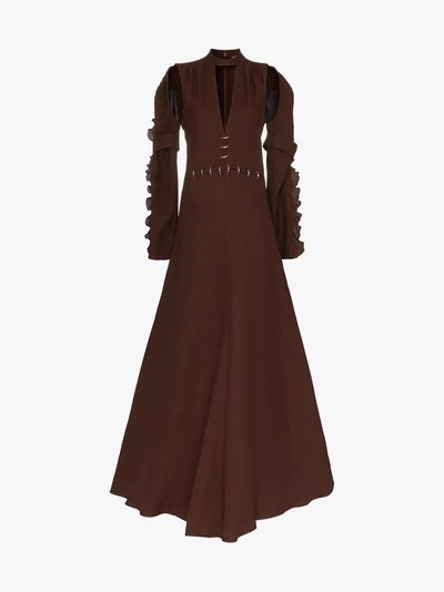 Chloé Embellished Cutout Cady Gown In Brown