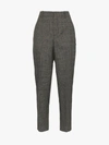 Balenciaga Check Print Wool Trousers - Black In Black