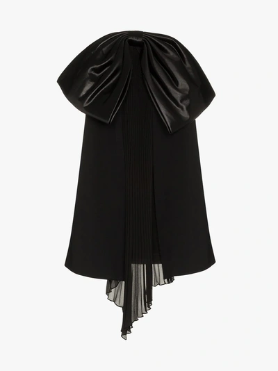 Givenchy Bow Detail Pleat Silk Dress In Black
