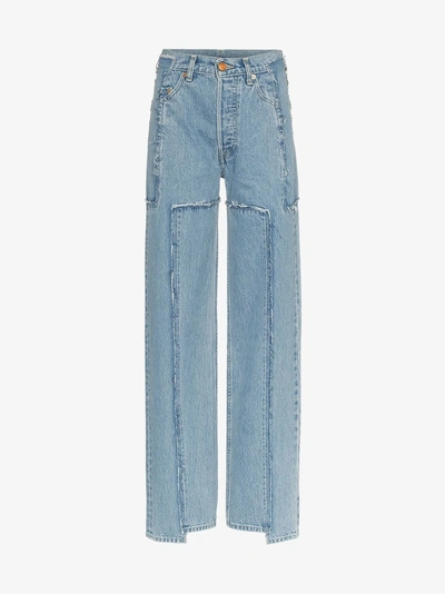 Vetements Frayed Straight Leg Jeans In Blue