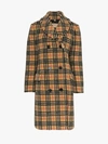 BURBERRY BURBERRY DOUBLE-BREASTED CHECK FAUX SHEARLING COAT,800384213106751