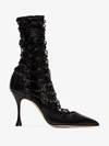 LIUDMILA BLACK DRURY LANE 95 LACE-UP LEATHER BOOTS,DRURYLANE100BLACK13258409