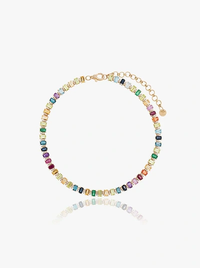 Shay 18k Yellow Gold Rainbow Gem Choker Necklace In Multicoloured