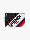 Fendi X Fila Medium Mania Logo Leather Clutch - Blue