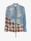 GREG LAUREN GREG LAUREN CHECK DISTRESSED COTTON BOMBER JACKET,GLFW18M10413155664