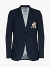 GUCCI GUCCI GUCCI X MLB NY YANKEES EMBROIDERED SINGLE BREASTED WOOL BLEND BLAZER,525910Z442L13057640
