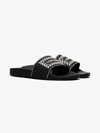 VERSACE VERSACE BLACK LOGO SLIDE SANDALS,DSU7318DGOXG13442437