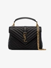 Saint Laurent Black College Medium Quilted Leather Shoulder Bag In Black