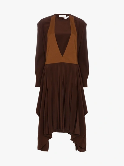 Chloé Flou Shirt Asymmetric Midi In Brown