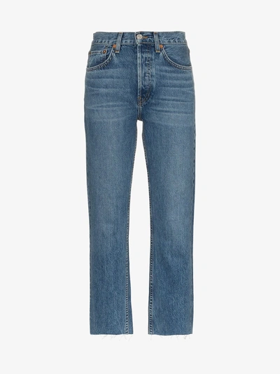 Re/done High Rise Stove Pipe Jeans In 102 - Blue