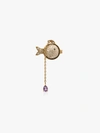 YVONNE LÉON 18K YELLOW GOLD AND PINK HANGING DIAMOND FISH EARRING,BOPOISSONVOLANT13419174